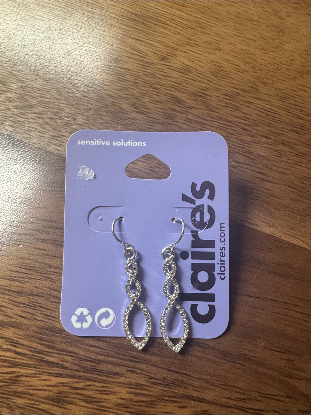 Claire's Silver Crystal Twisted Drop Earrings